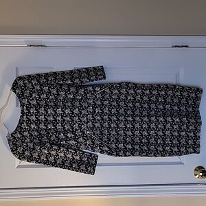 Jones New York Black White Zipper Pencil Dress 4